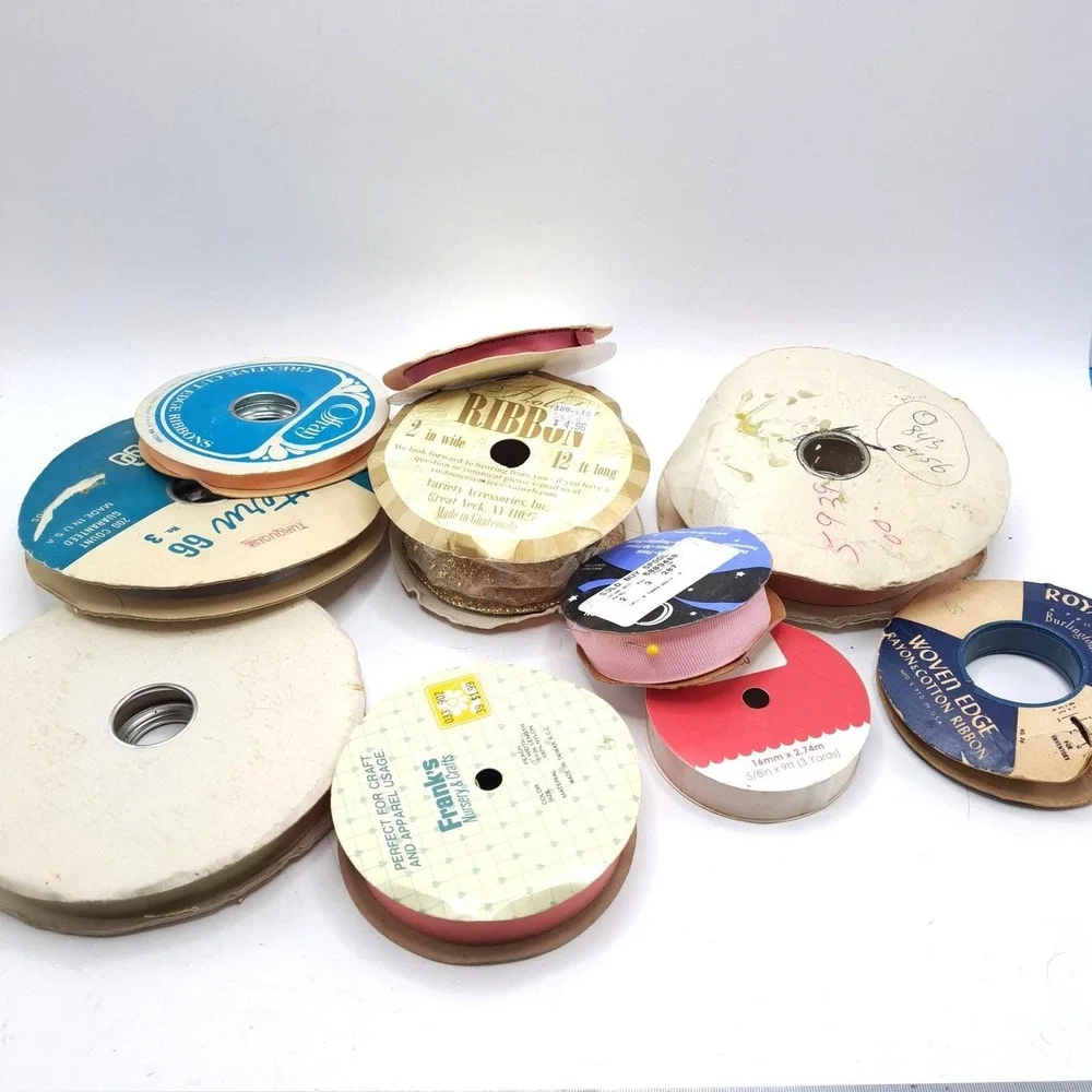 Vintage Ribbon Lot 10 Rolls 1lb 12oz Satin Grosgrain Lace‎ Craft Supply Destash